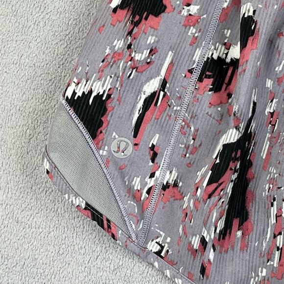 Lululemon Shorts Womens 6 Gray Speed Up Low Rise‎ Lined Floral Running Workout - Picture 5 of 12